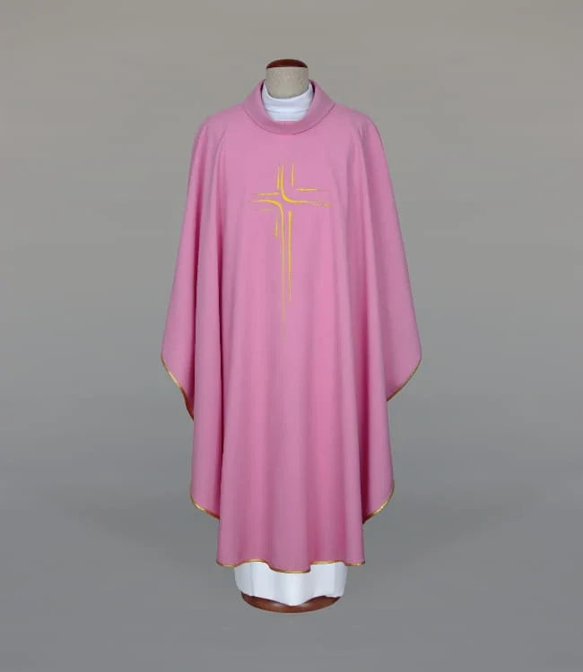 Pink chasuble with modern gold embroidery