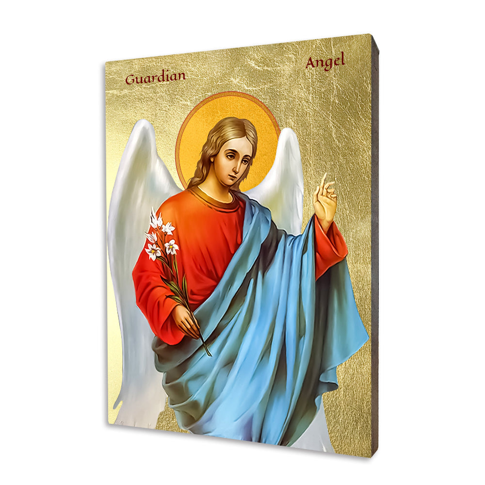 Guardian Angel Icon with Lilies