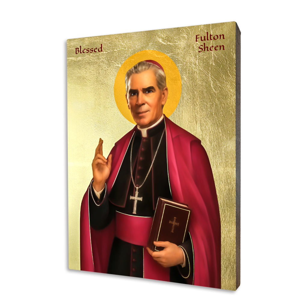 Blessed Archbishop Fulton Sheen icon on hand-gilded linden wood