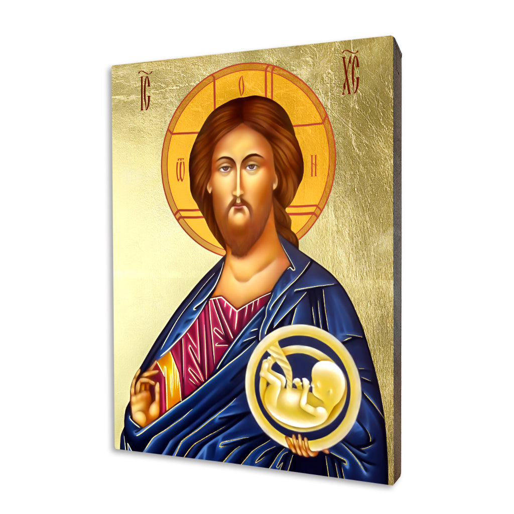 Icon of Jesus Christ on hand-gilded linden wood
