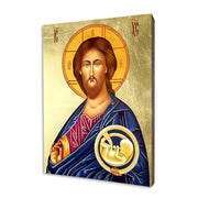 Icon of Jesus Christ on hand-gilded linden wood
