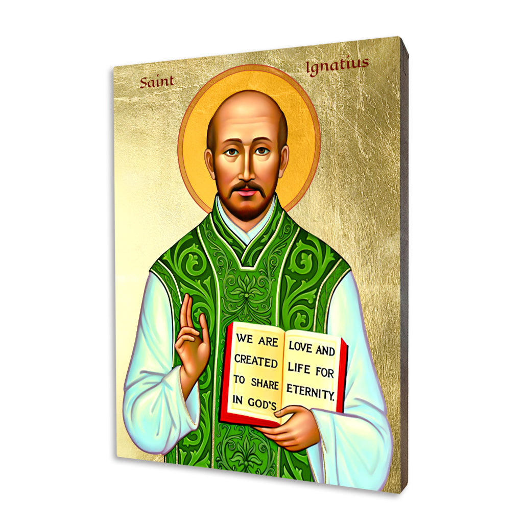 Icon of Saint Ignatius Loyola on hand-gilded linden wood
