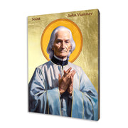 Saint John Vianney icon showing the Curé of Ars in priestly vestments on a hand-gilded linden wood panel