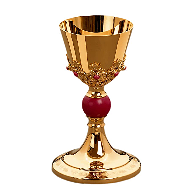 Mass Chalice, nodus Red and Blue Ball Knop — liturgical chalice