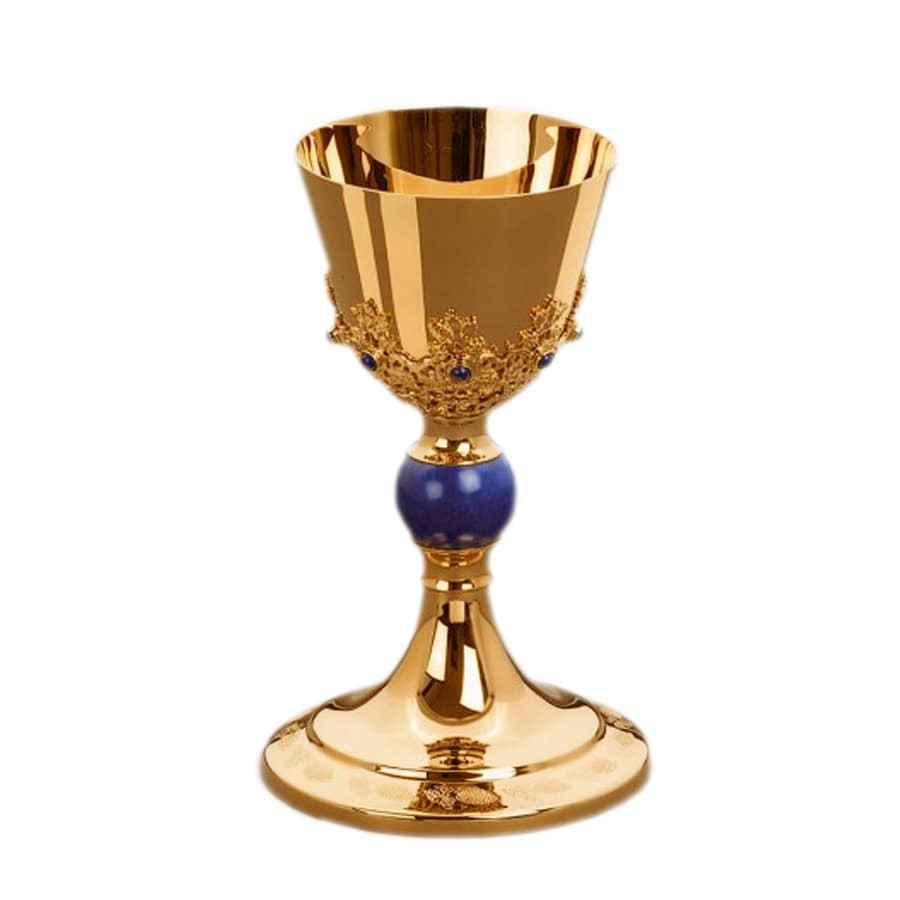 Mass Chalice, nodus Red and Blue Ball Knop — liturgical chalice