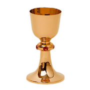 Mass Chalice — nodus 5 dużych kamieni czerwonych, Wide Base — liturgical chalice
