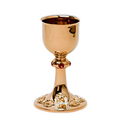 Mass Chalice — czara śr,100, nodus 5 dużych kamieni, podstawa śr,137 Korona cierniowa, twarz Chrystusa — liturgical chalice