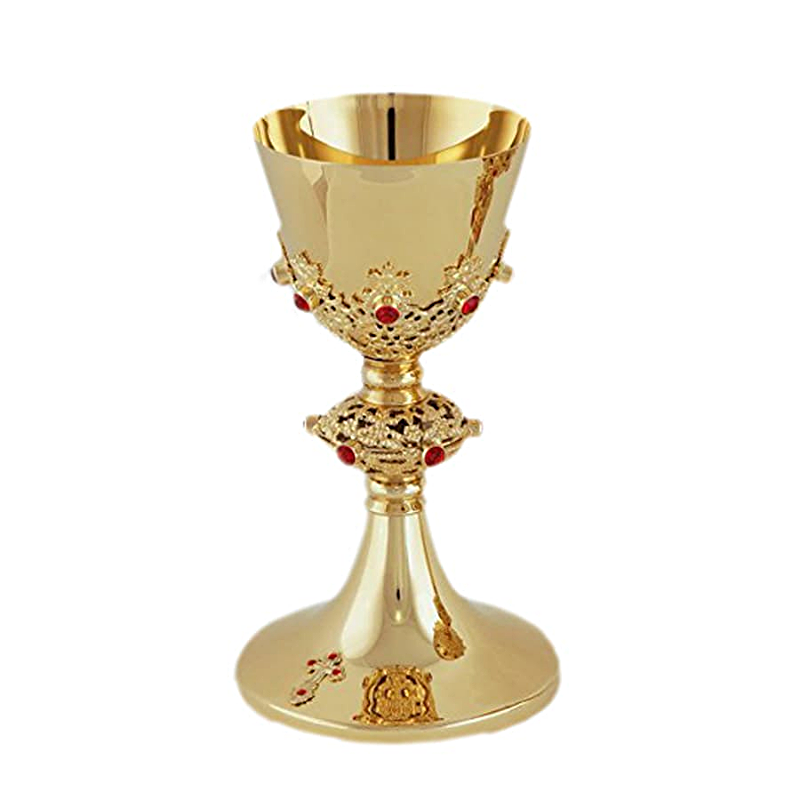 Mass Chalice — Red Stones, 8 mm — liturgical chalice
