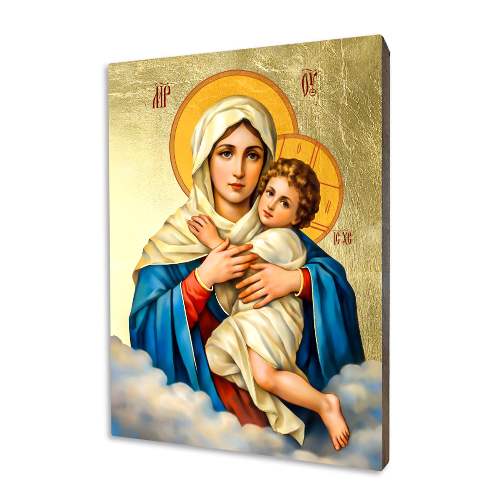 Icon of the Mother Thrice Admirable (MTA) handcrafted on linden wood with gold leaf effect and direct UV print.