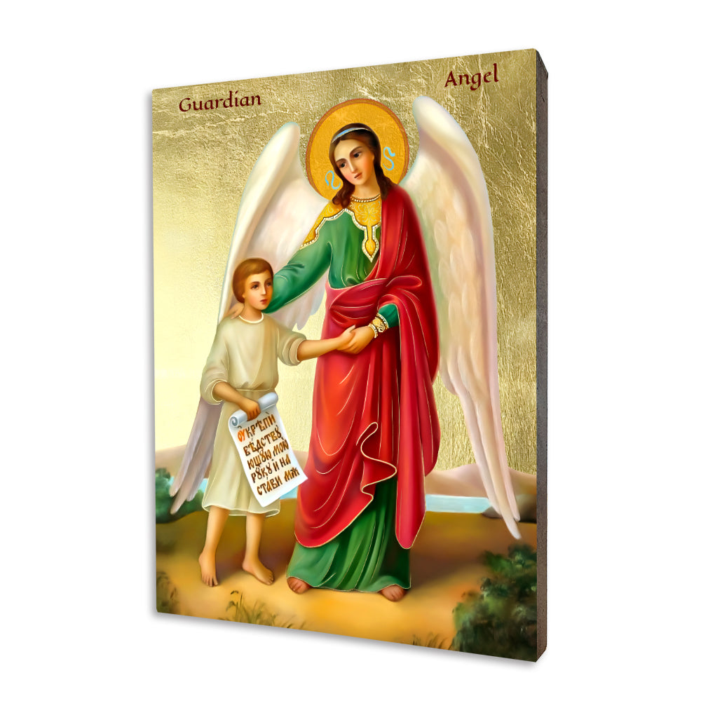 Religious Icon of the Guardian Angel with Boy