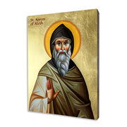 Religious icon of Saint Aaron of Aleth, hand-gilded with gold leaf on a primed linden wood board