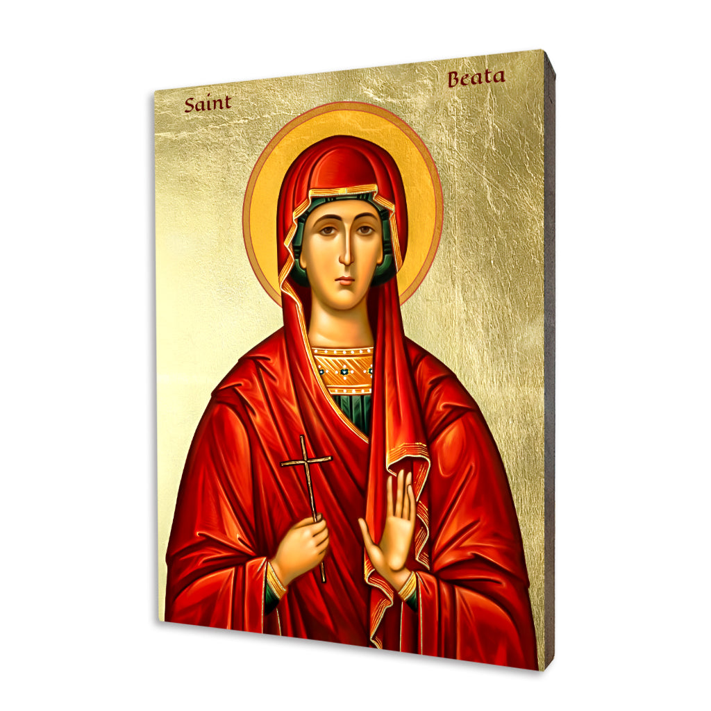 Saint Beata Icon - Hand-Gilded on Linden Wood Board