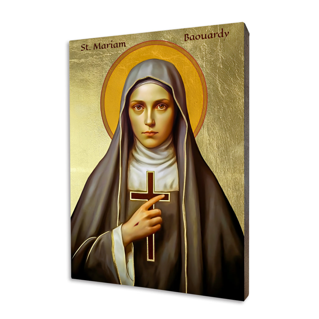 Saint Mariam Baouardy icon hand-gilded on linden wood