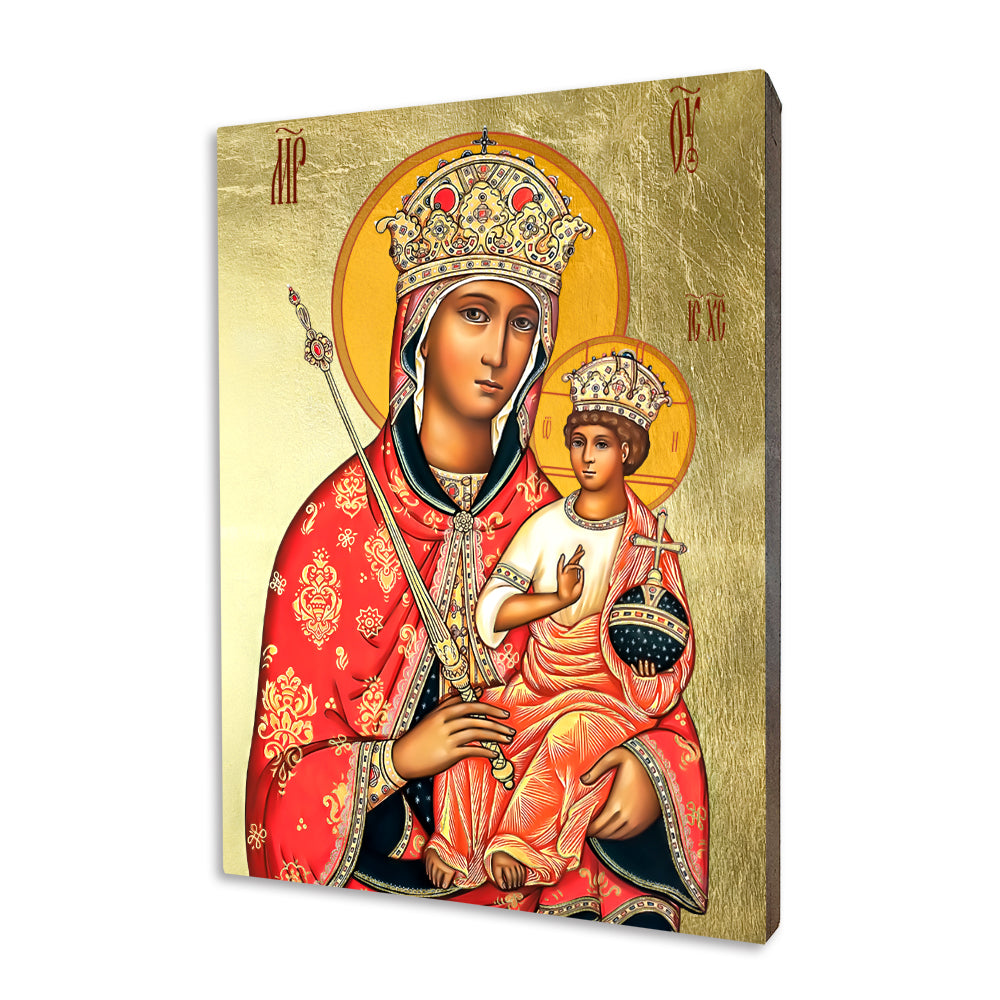 Galatian Mother of God religious icon on a hand-gilded wood panel
