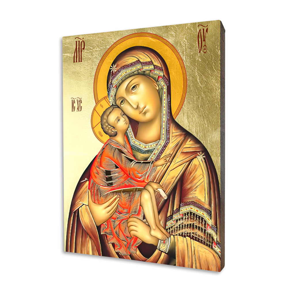 Don Mother of God religious icon on a hand-gilded wood panel