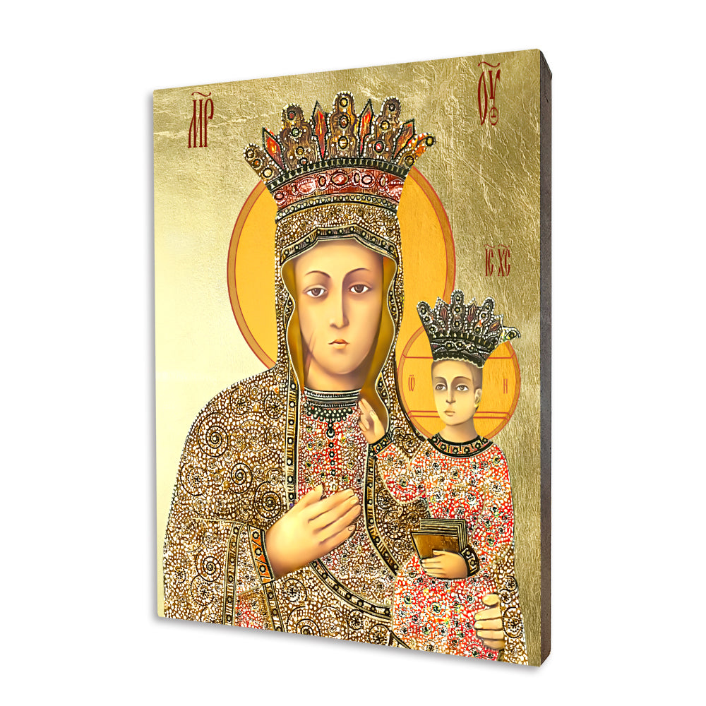 Our Lady of Goszewo religious icon on a hand-gilded wood panel