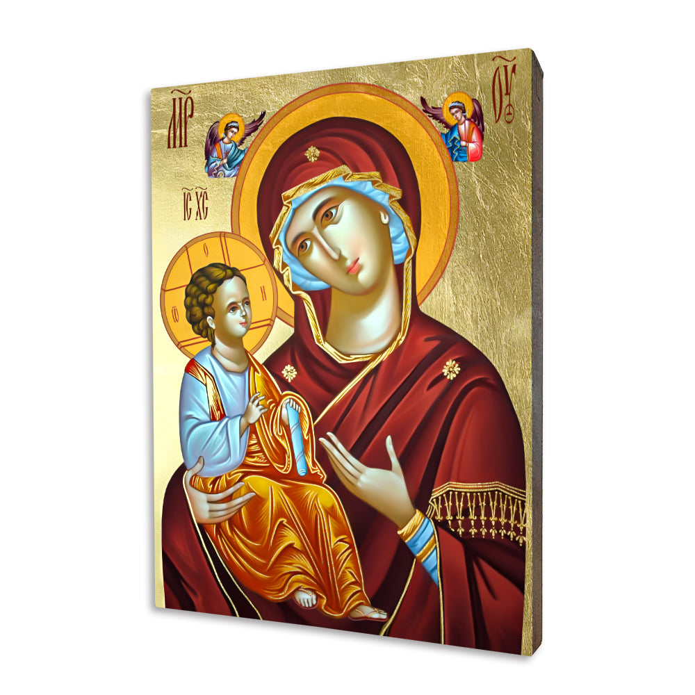 Jerusalem Mother of God religious icon on a hand-gilded wood panel