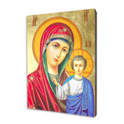 Kazan Mother of God – Red Mantle religious icon on a hand-gilded wood panel