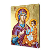Kazan Mother of God – Blue Mantle religious icon on a hand-gilded wood panel
