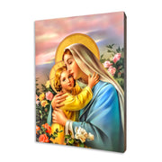 Protecting Mother of God religious icon on a hand-gilded wood panel