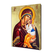 Yaroslavl Mother of God religious icon on a hand-gilded wood panel