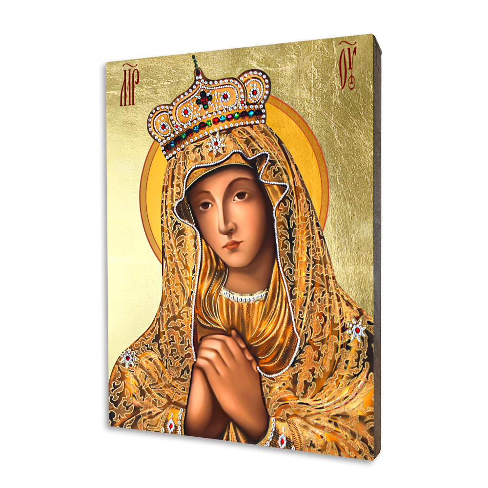 Kremenets Mother of God religious icon on a hand-gilded wood panel