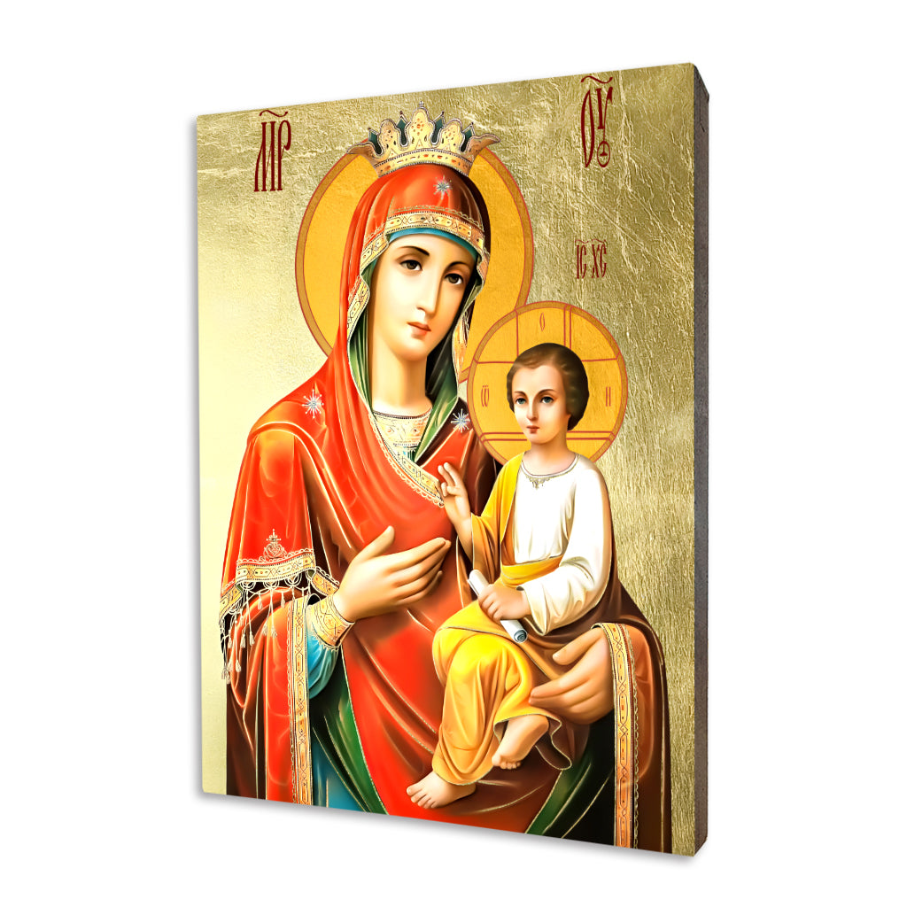 Quick to Hear Mother of God religious icon on a hand-gilded wood panel