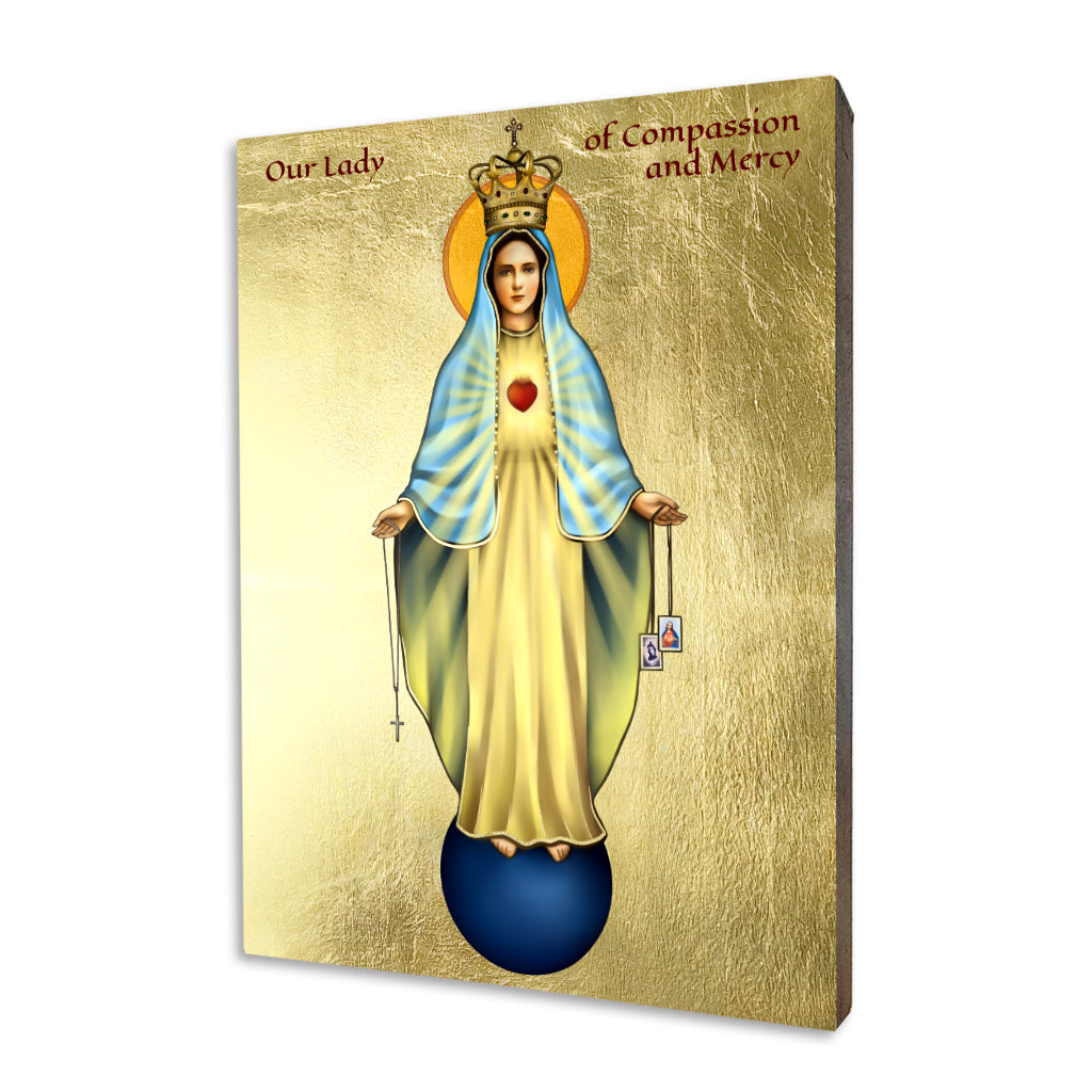 Our Lady of Compassion and Mercy icon on a gilded linden wood panel