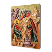Christ and the Samaritan Woman – Living Water icon on a gilded linden wood panel
