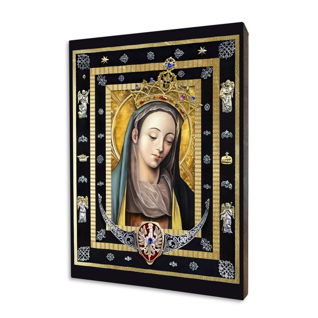 Our Lady of Rokitno religious icon on a hand-gilded wood panel