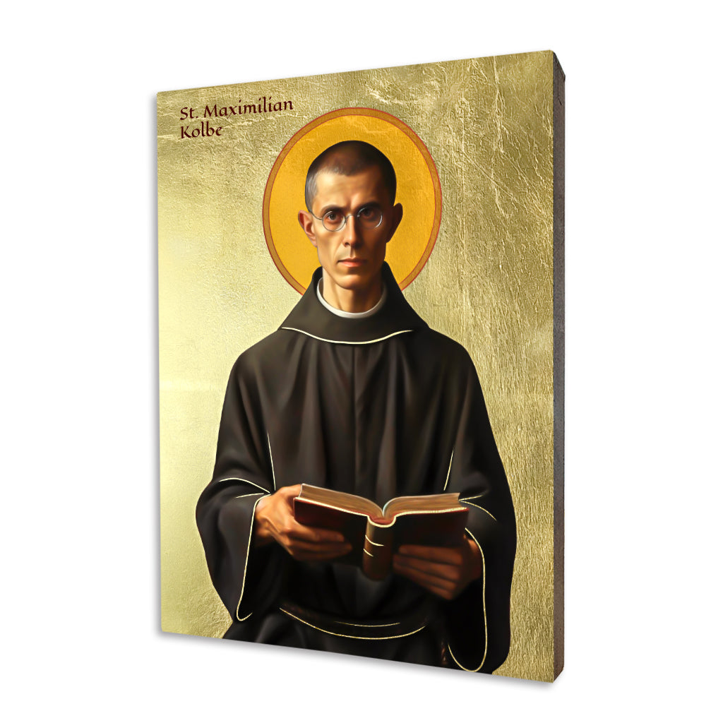 St. Maximilian Maria Kolbe icon on a gilded linden wood panel