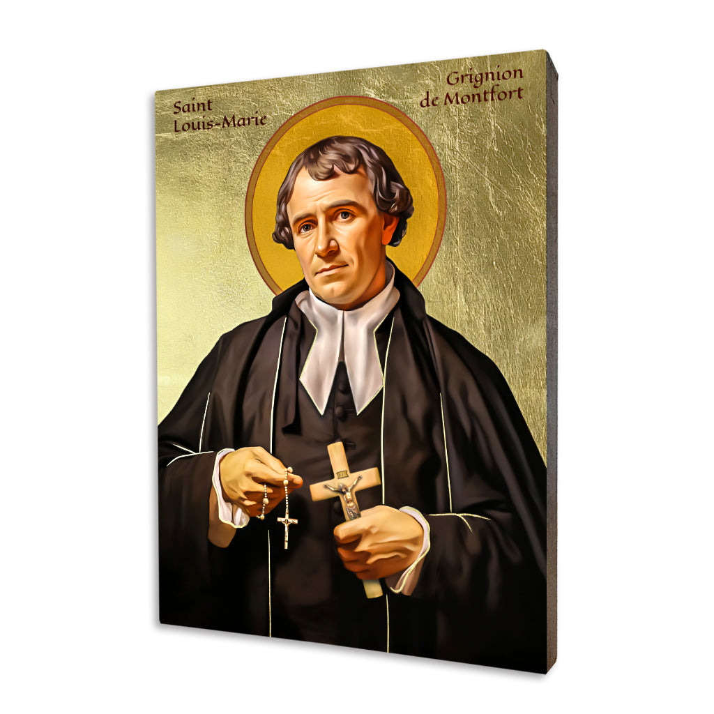 St. Louis-Marie Grignion de Montfort icon on a gilded linden wood panel