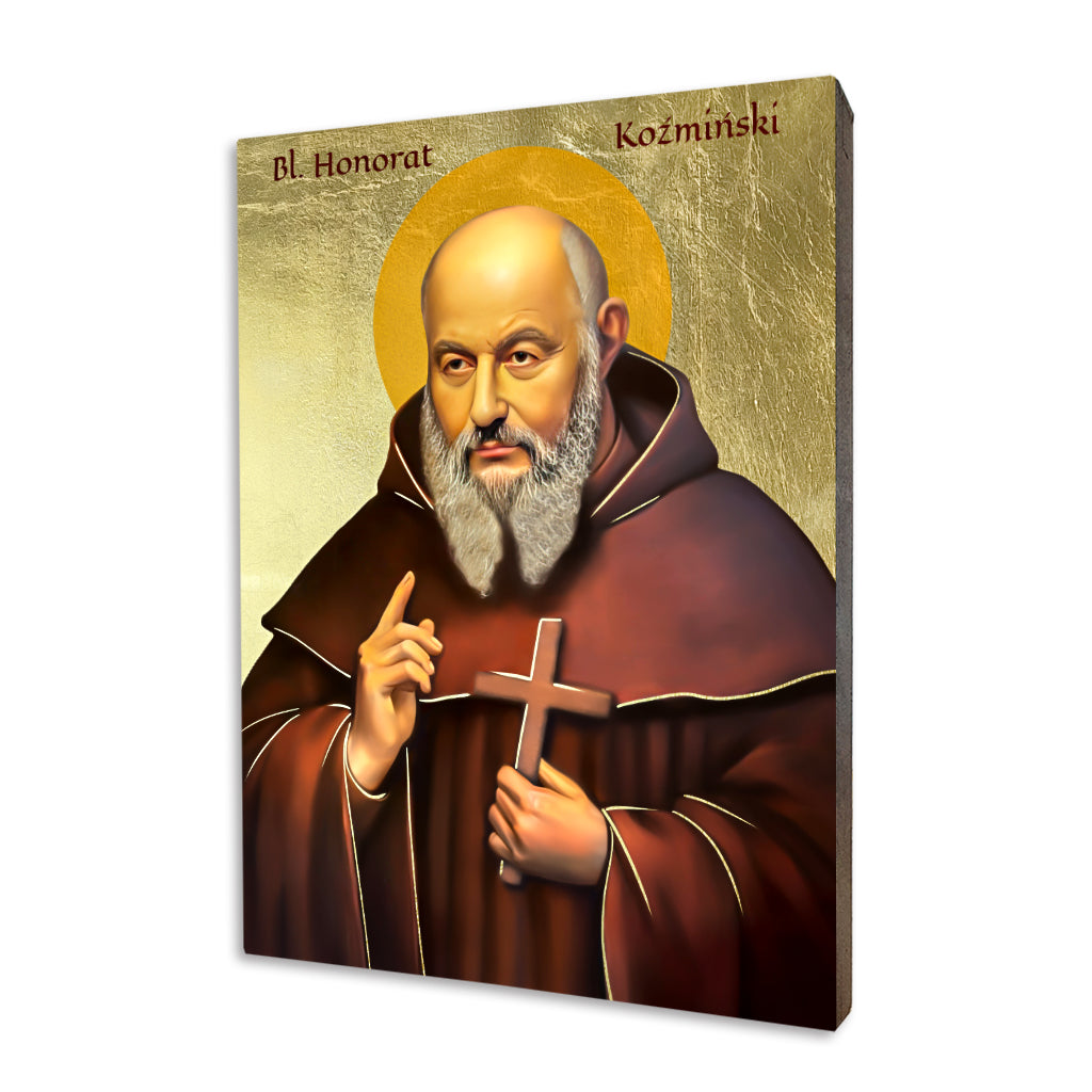 Blessed Honorat Kozminski icon on a gilded linden wood panel