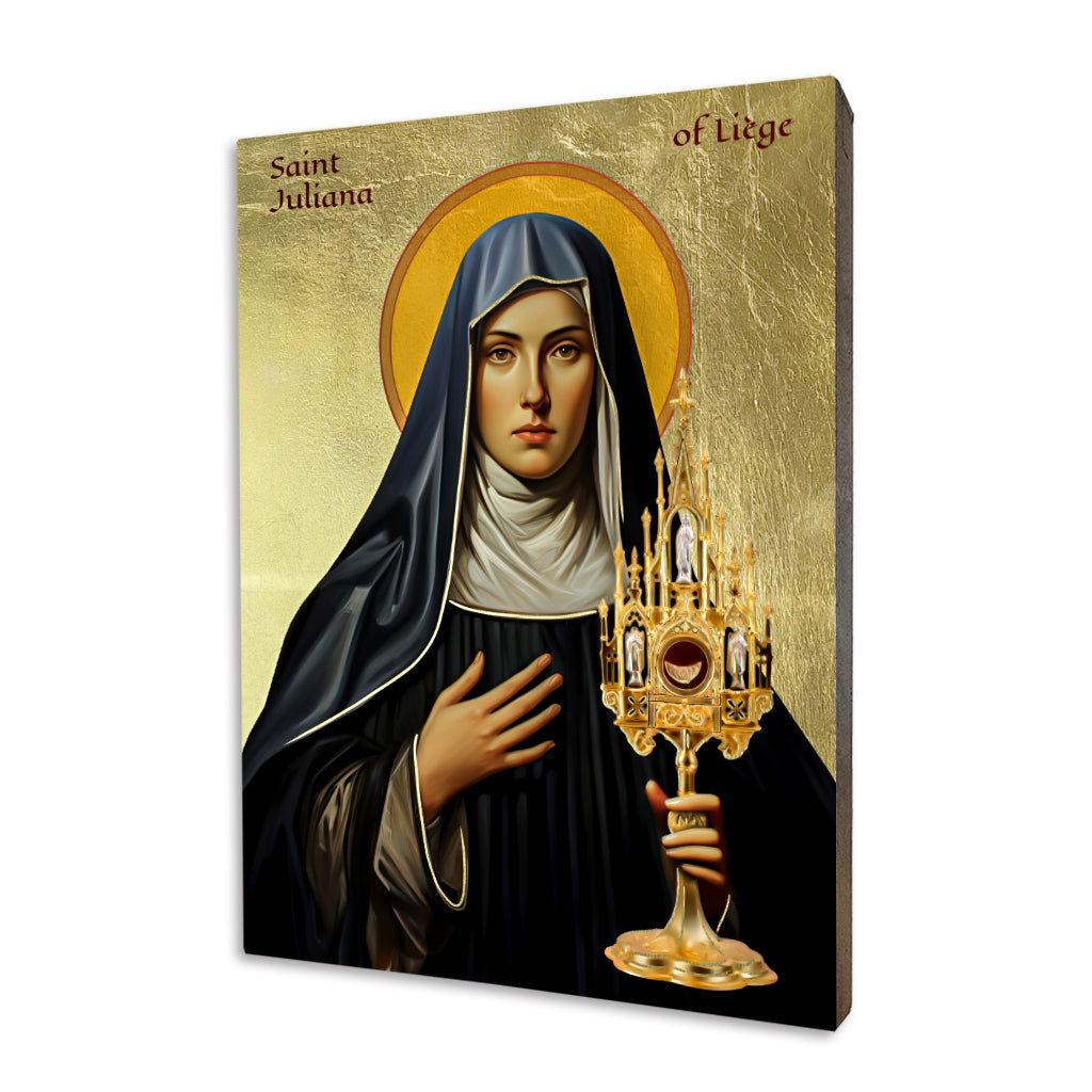 St. Juliana of Liège icon on a gilded linden wood panel