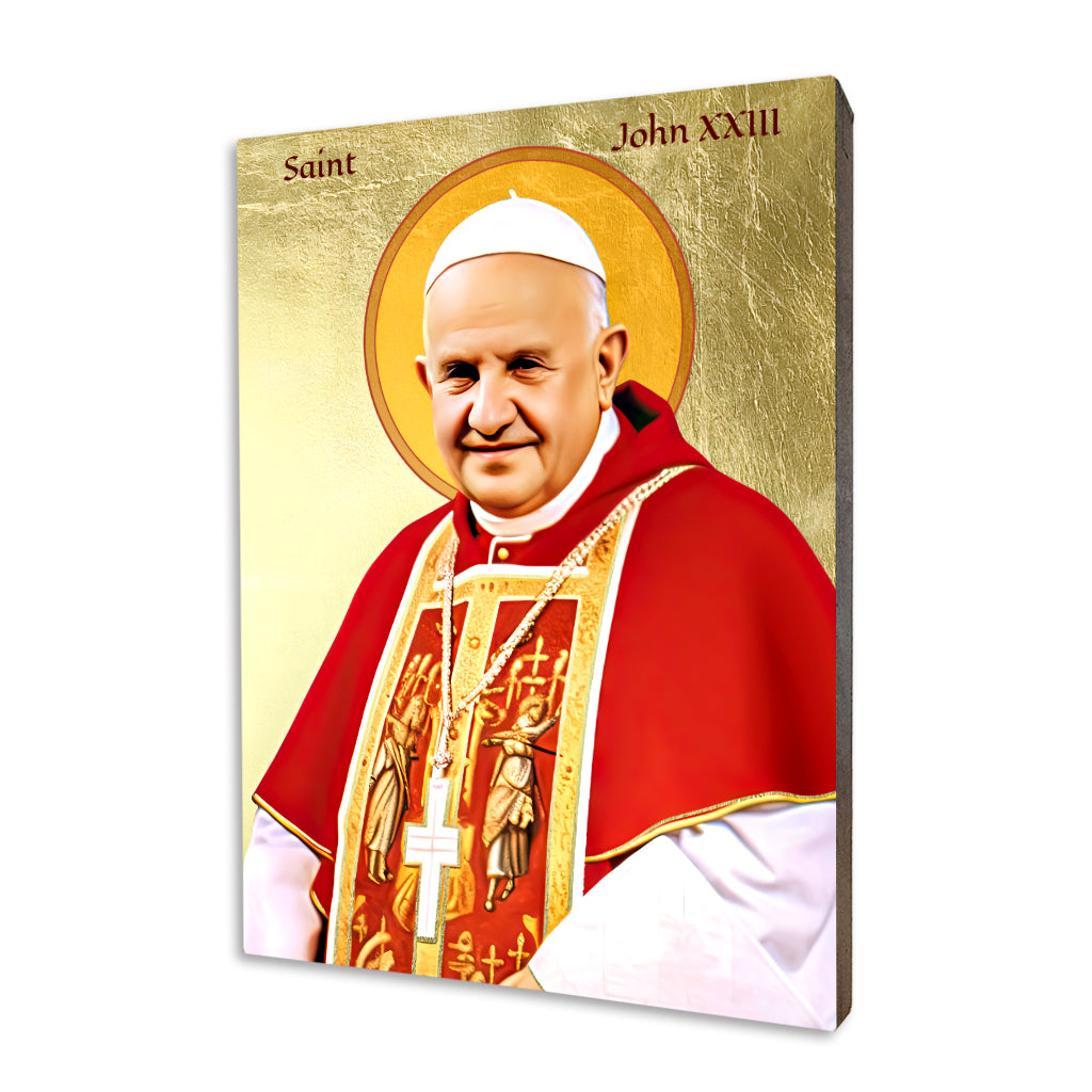 Pope St. John XXIII icon on a gilded linden wood panel