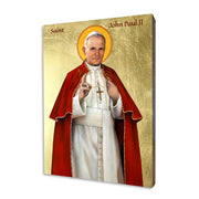 Pope St. John Paul II icon on a gilded linden wood panel