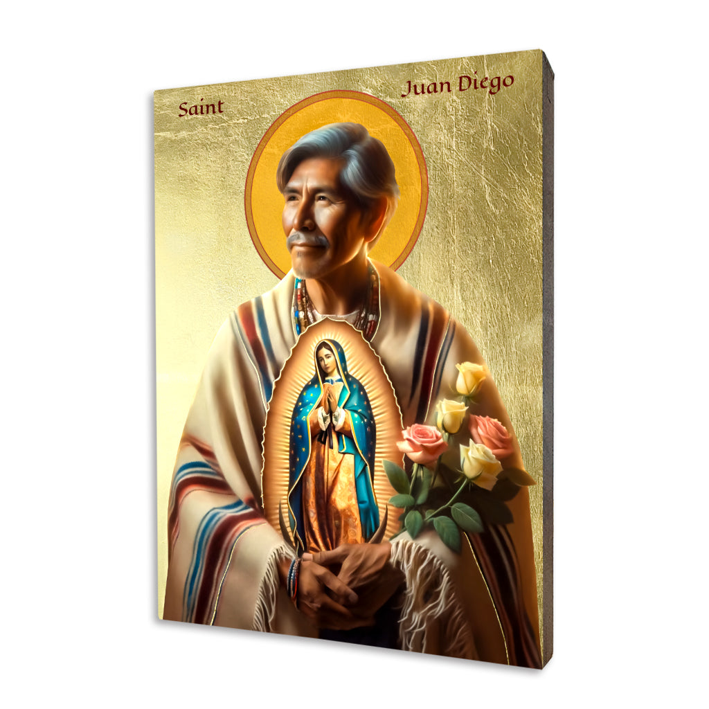 St. Juan Diego icon on a gilded linden wood panel
