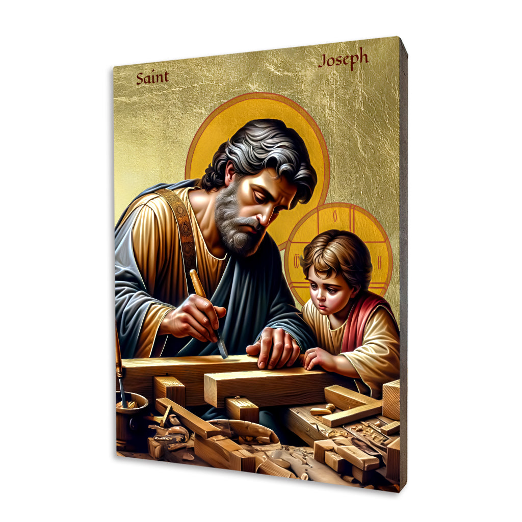 St. Joseph the Worker icon on a gilded linden wood panel