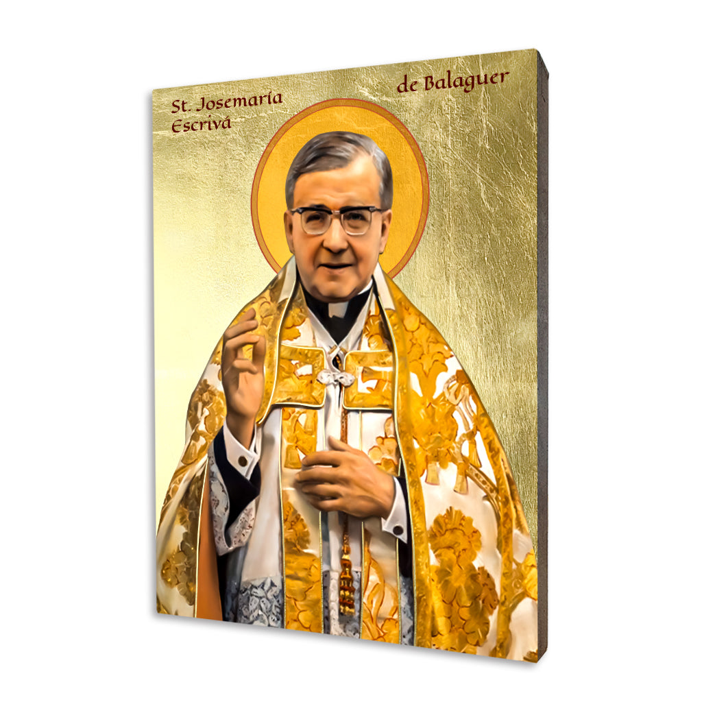 St. Josemaria Escriva icon on a gilded linden wood panel