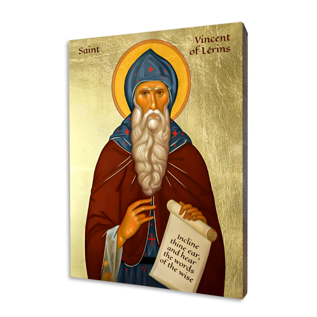 St. Vincent of Lérins icon on a gilded linden wood panel