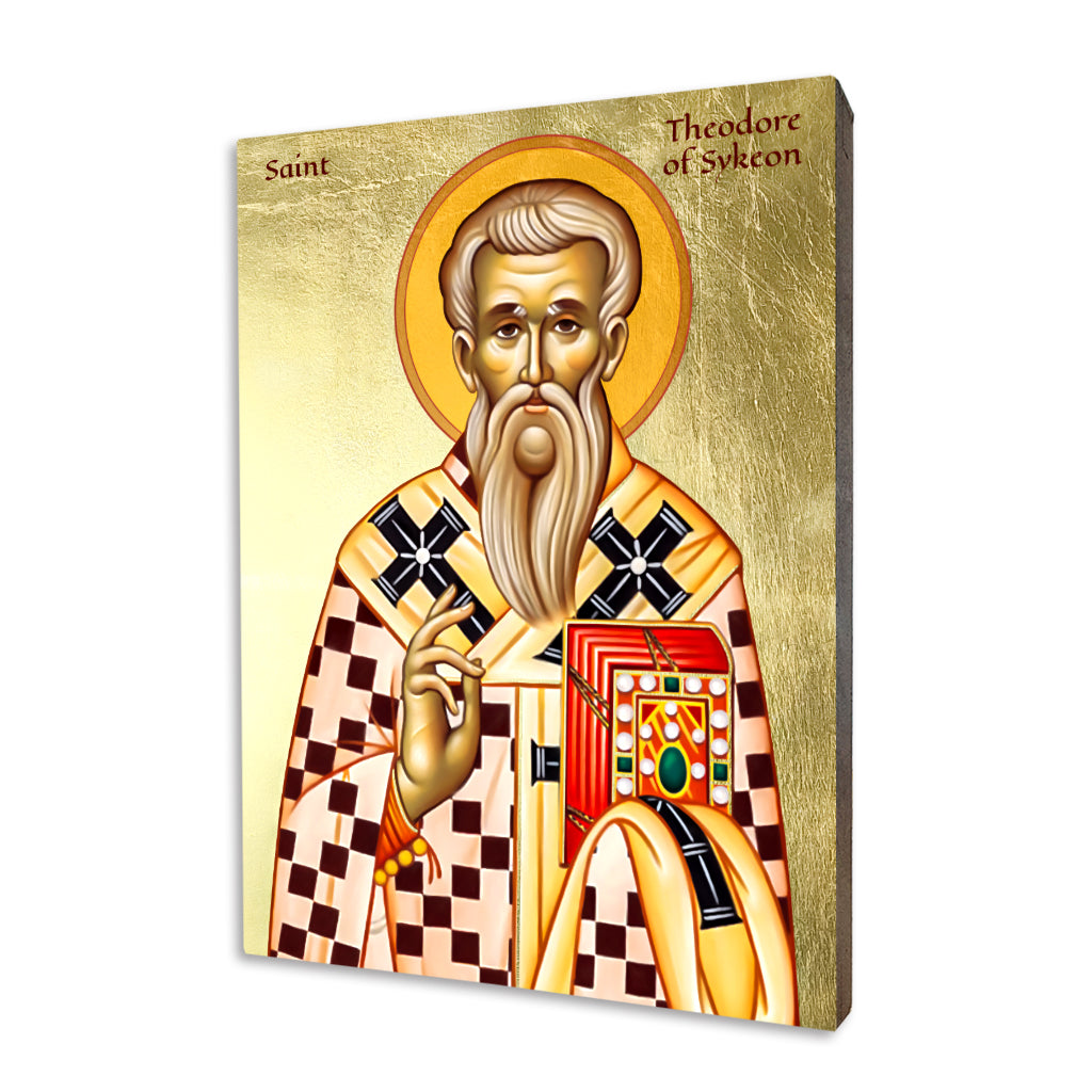 St. Theodore of Sykeon icon on a gilded linden wood panel