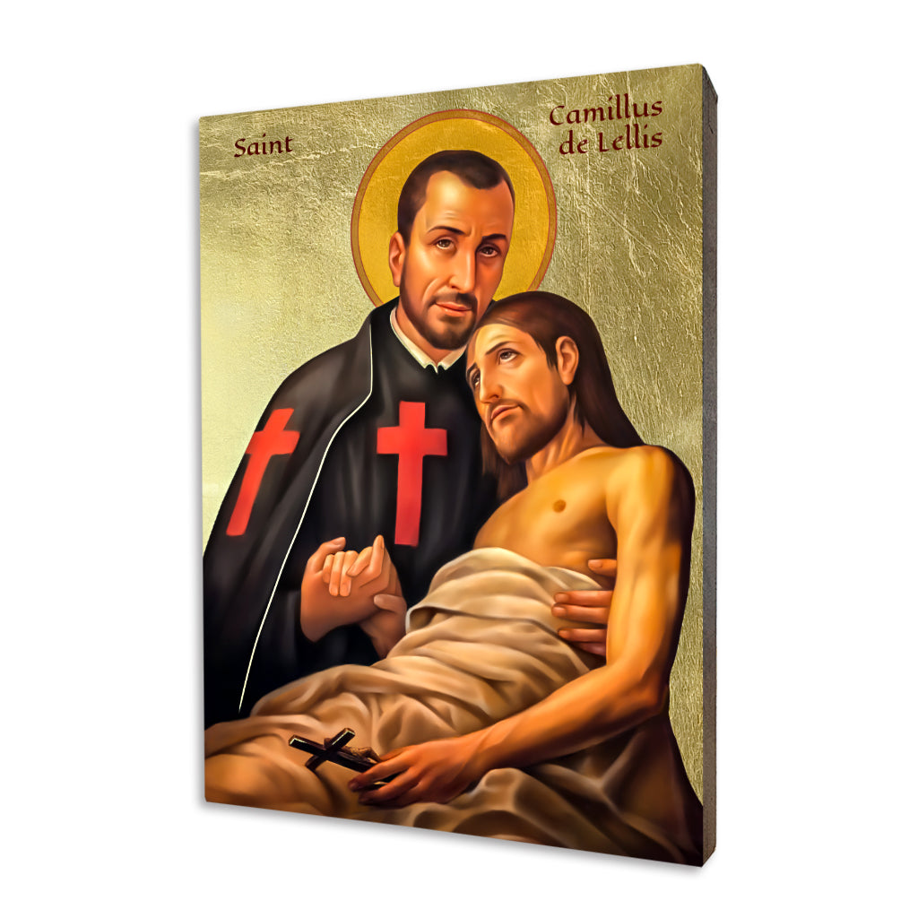 St. Camillus de Lellis icon on a gilded linden wood panel