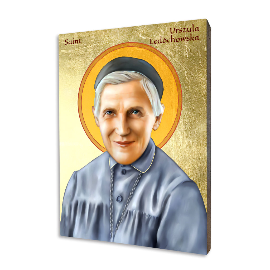 St. Ursula Ledochowska icon on a gilded linden wood panel