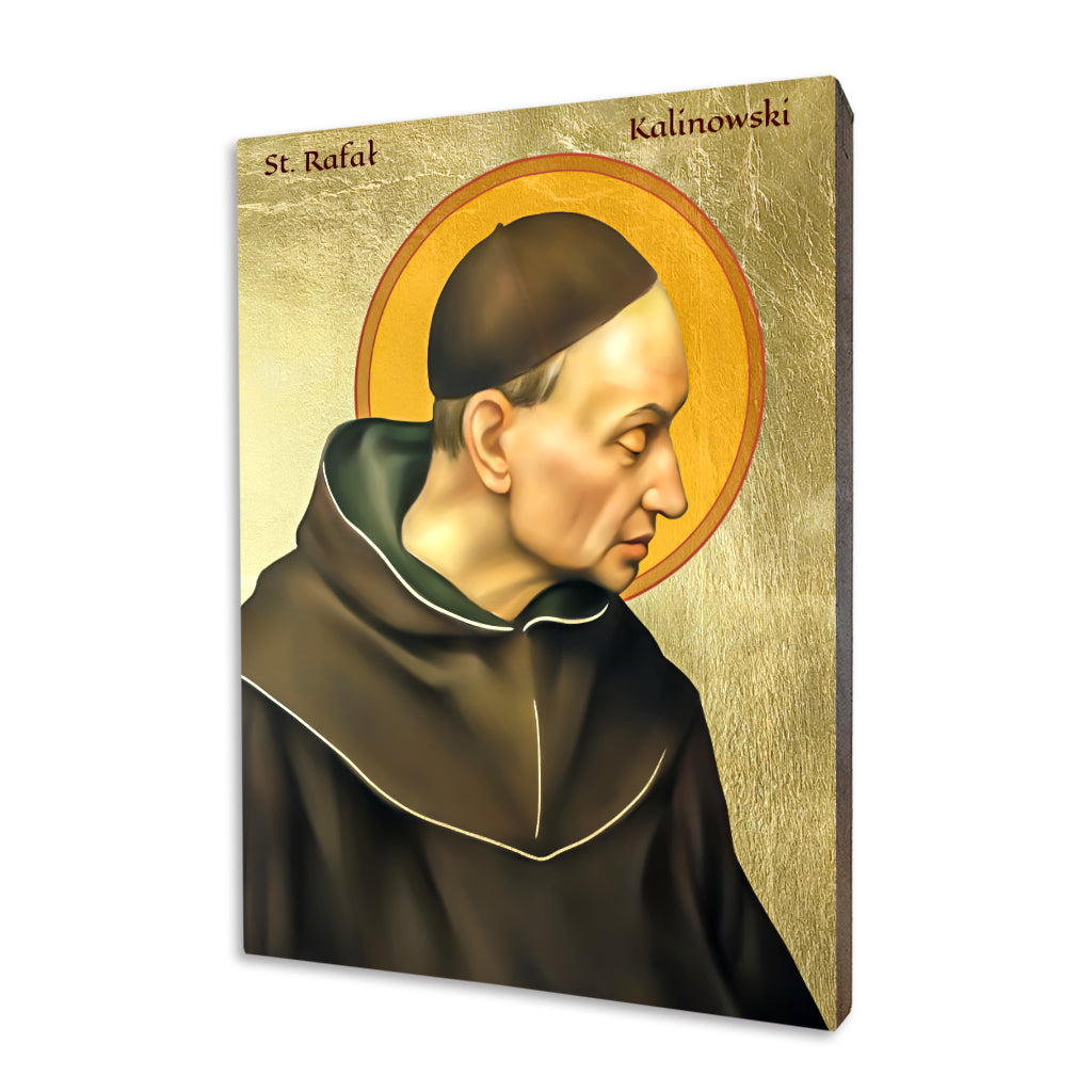 St. Raphael Kalinowski icon on a gilded linden wood panel