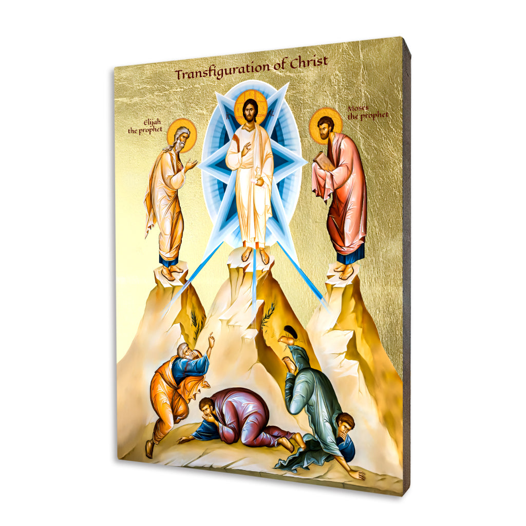 The Transfiguration of Jesus icon on a gilded linden wood panel