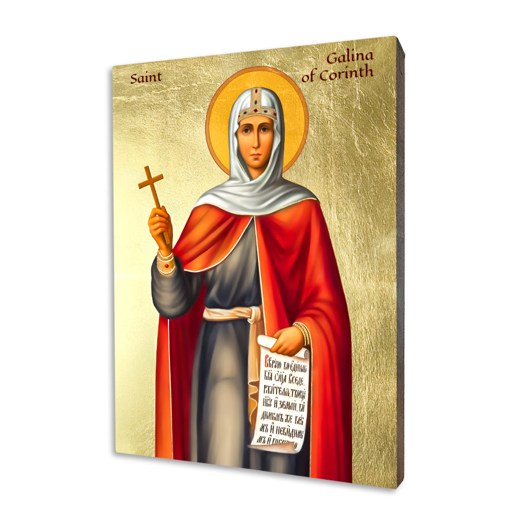 St. Helena of Corinth icon on a gilded linden wood panel