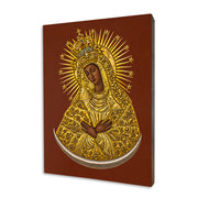 Our Lady of the Gate of Dawn Mother of Mercy icon with crossed hands and radiant halo