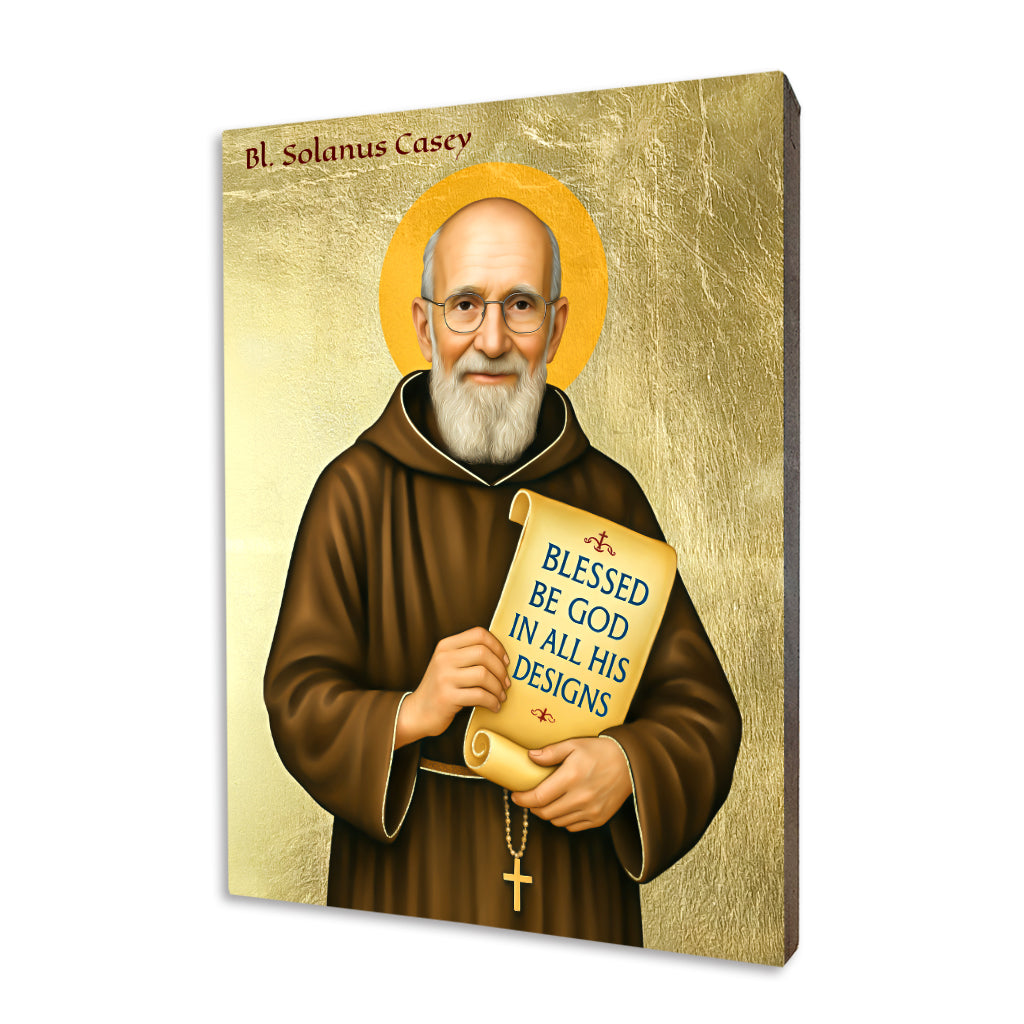 Blessed Solanus Casey icon on a gilded linden wood panel