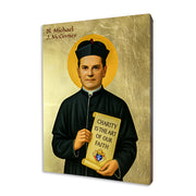 Blessed Michael J. McGivney icon on a gilded linden wood panel
