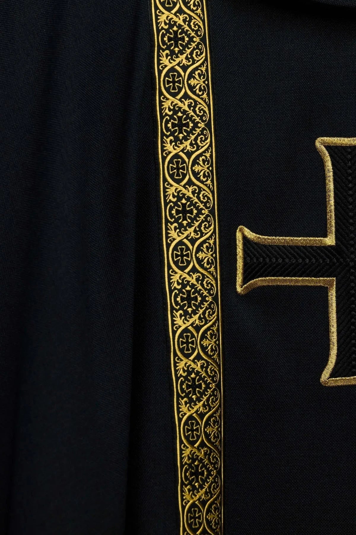 Black Chasuble with Cross and Jacquard Bands - detail 6